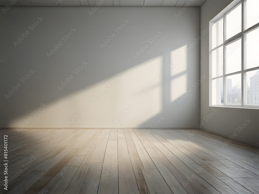 empty white room and the wooden floors are bathed in sunlight streaming in through the windows. Looks clean and comfortable. empty white room and the wooden floors are bathed in sunlight streaming in through the windows. Looks clean and comfortable.