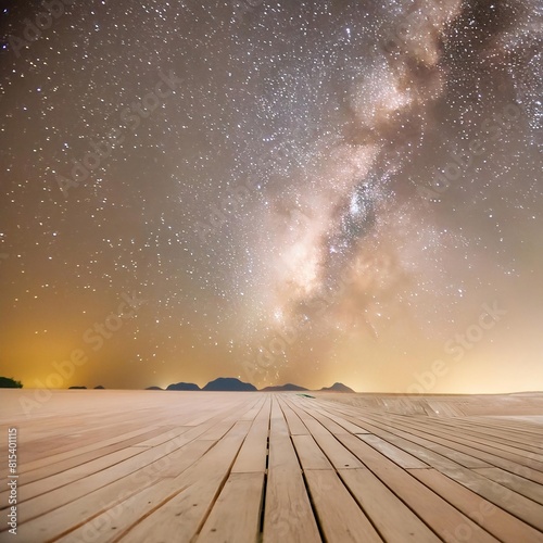 Nebula stardust and Milky Way galaxy with wooden boards generative AI