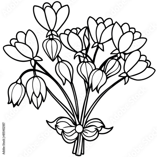 Bleeding Heart flower outline illustration coloring book page design  Bleeding Heart flower black and white line art drawing coloring book pages for children and adults 