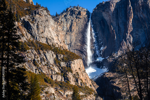 Upper Yosemite Falls in Winter  Yosemite National Park  California