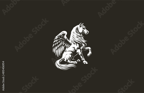 Horse wings logo template vector illustration design