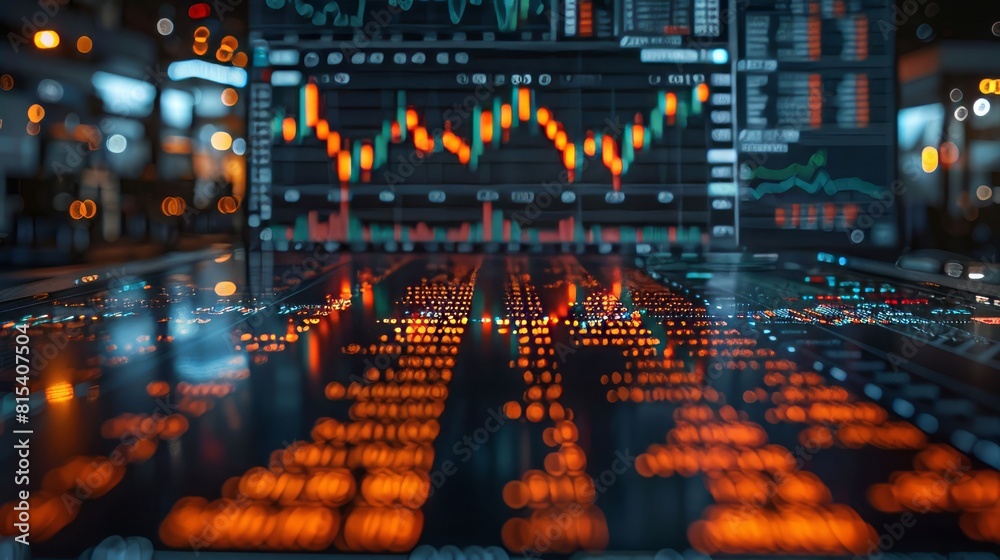 Obraz premium Stock Market Chart with Vibrant Data Points