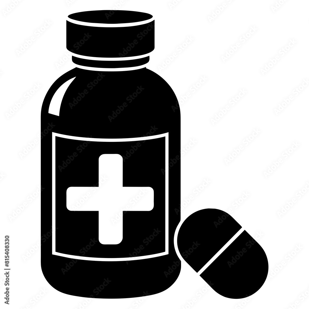pills bottle line icon vector art silhouette illustration pills bottle line icon vector art silhouette illustration
