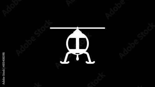 Helicopter icon fly animation  video.