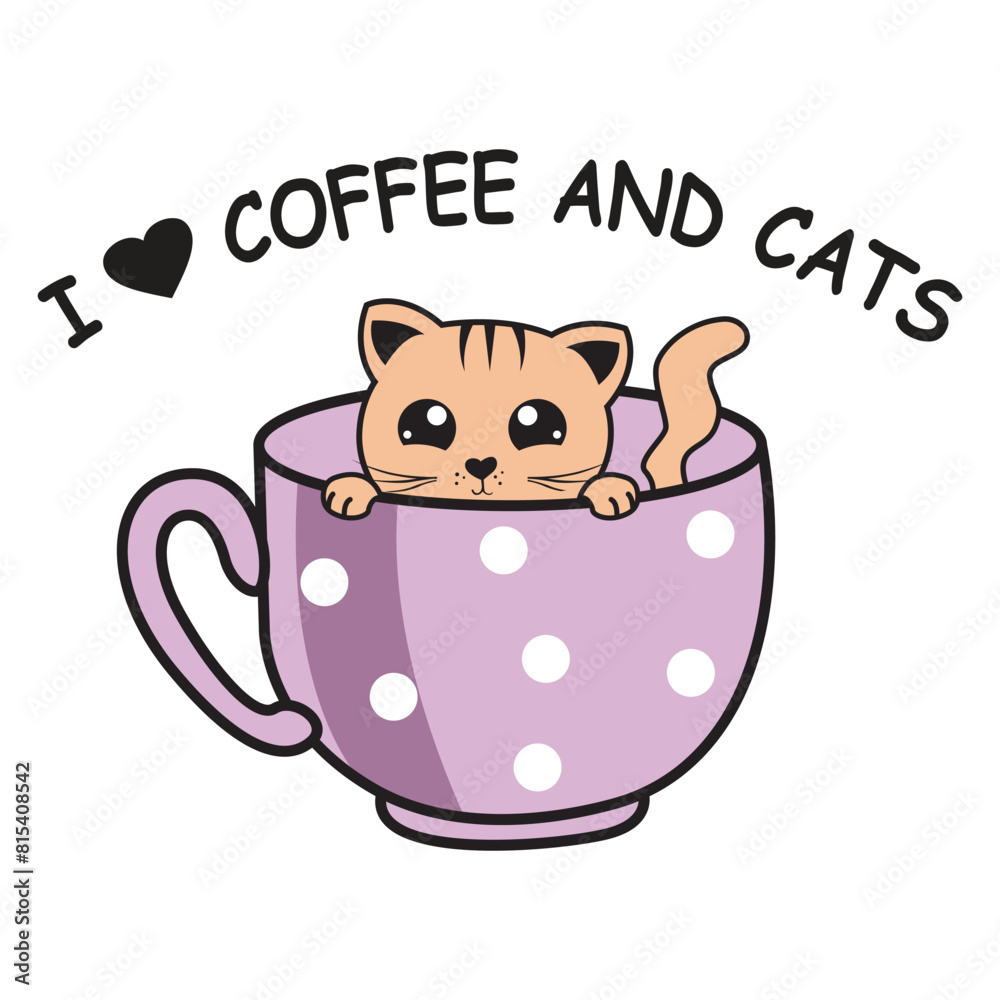 coffee and cats love logo design