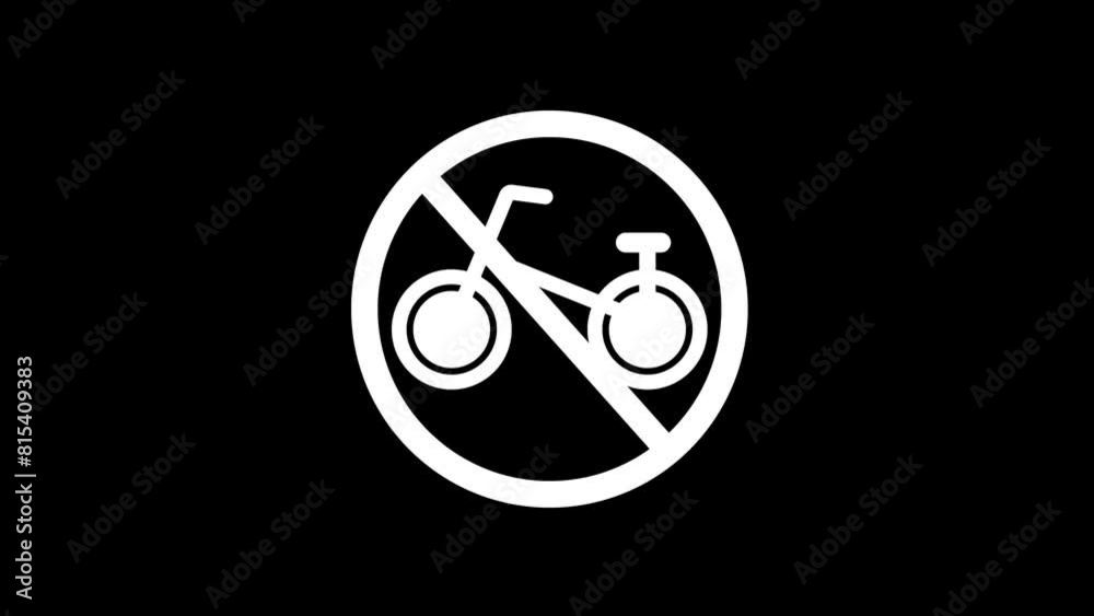 No bicycles warning sign. animation video. No bicycles warning sign. animation video.