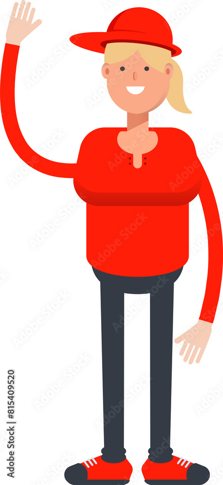 Girl Character Raising One Hand
