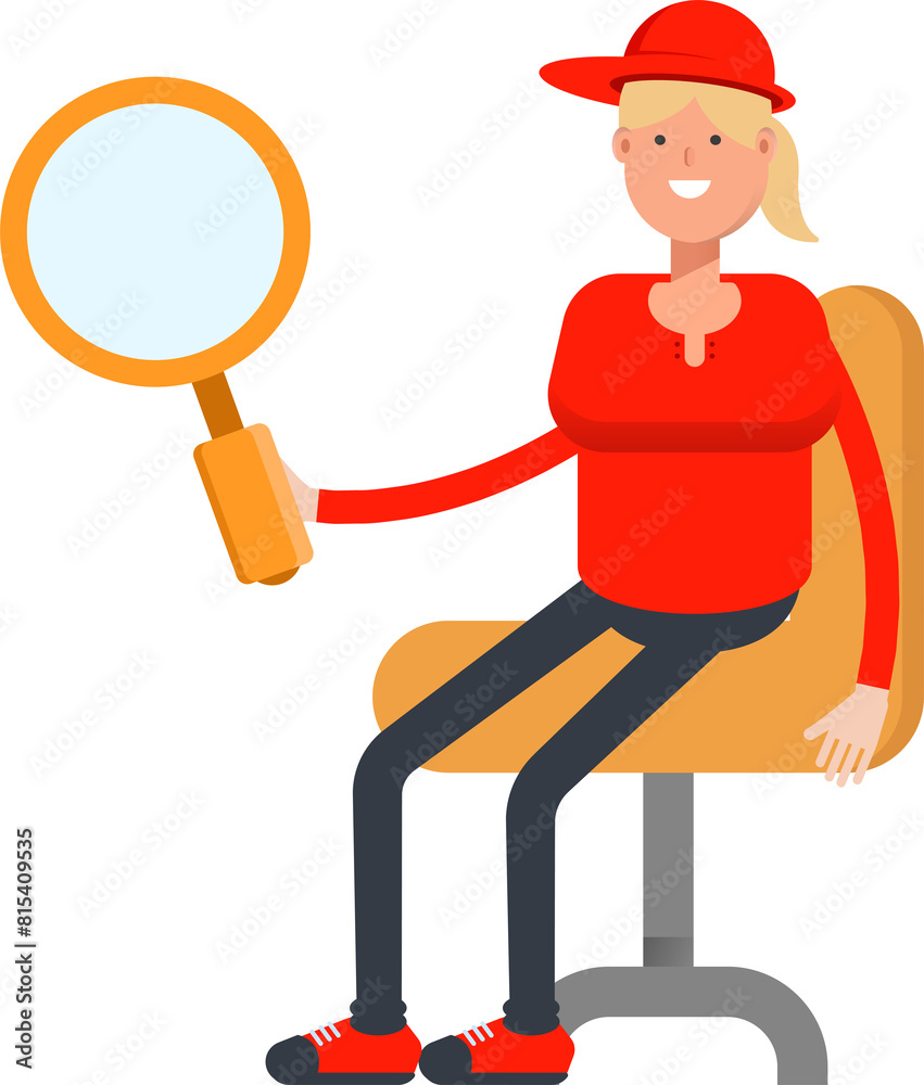 Girl Character Sitting and Holding Magnifier
Girl Character Sitting and Holding Magnifier