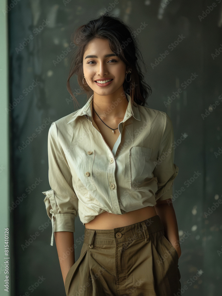 Fototapeta premium Young indian businesswoman standing confidently
