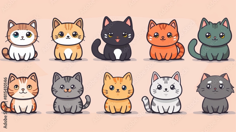 Set of funny cartoon cats