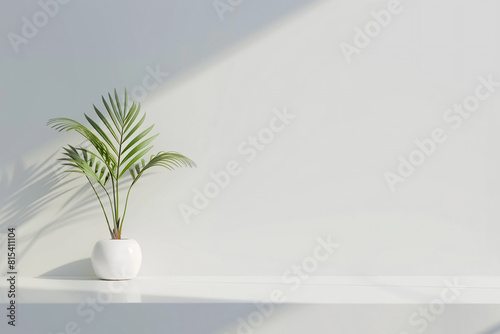 Empty podium stage design for product display, promotion on white wall background