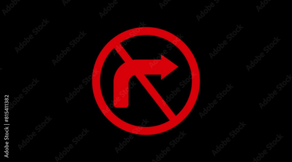 A road forbidding sign. Road sign right turn is prohibited. icon animation video.
A road forbidding sign. Road sign right turn is prohibited. icon animation video.