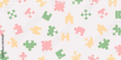 colorful puzzle seamless pattern background. template design for banner, poster, greeting card, social media.