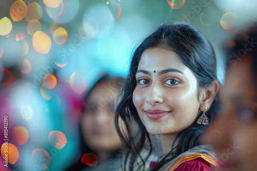 Young indian woman giving happy expression