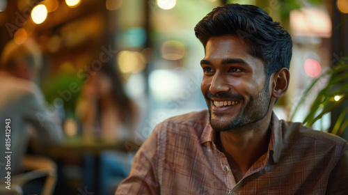 Young indian man giving happy expression