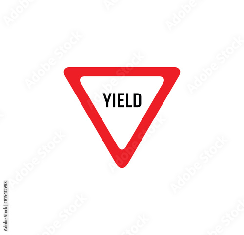 Yield sign on white background