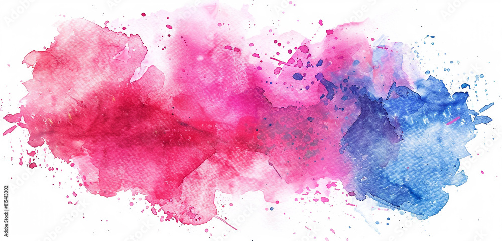 Dynamic hot pink and sapphire splash on canvas.