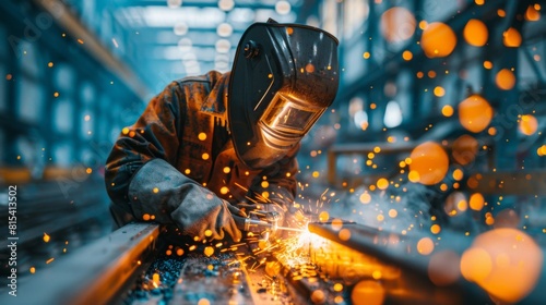 A welder in protective gear focusing intensely on a delicate repair job.