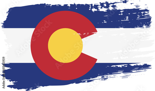 Colorado US flag, wide brush stroke on transparent background vector