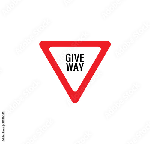 Give way sign on white background