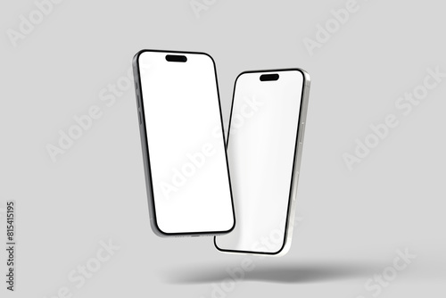 Front view angle two mobile realistic mockup blank