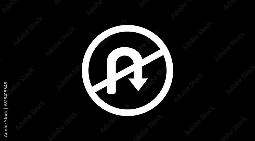 Warning traffic sign DO NOT RETURN RIGHT icon animation. Warning traffic sign DO NOT RETURN RIGHT icon animation.