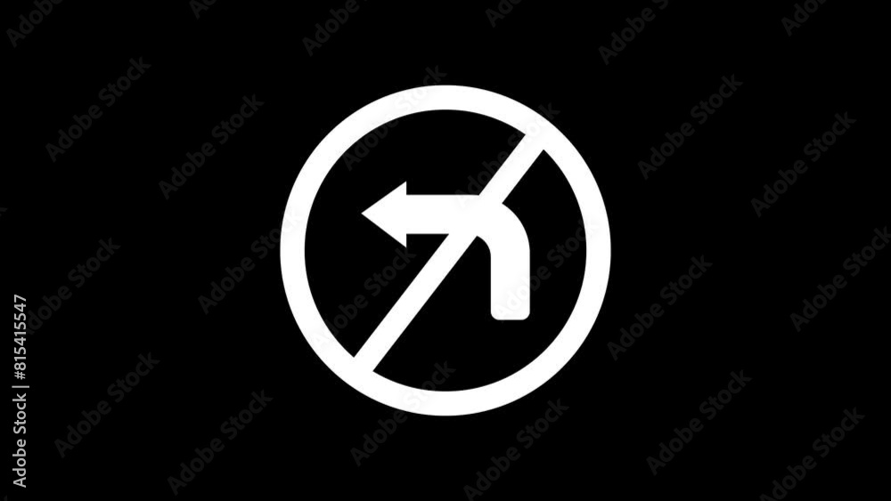 Do not turn left traffic sign. icon animation video. Do not turn left traffic sign. icon animation video.