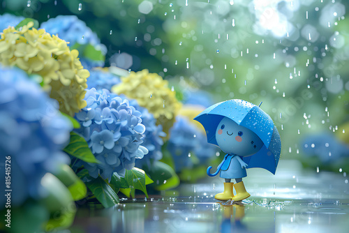 可愛い青い傘坊や
