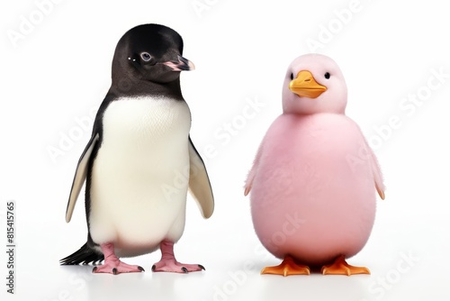 A pigguin pig and penguin hybrid waddling on the ice on isolated white  on isolated white background,Single object  , The images are of high quality and clarity © Ai-Pixel