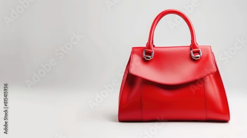 Designer red handbag for women displayed on a white background
