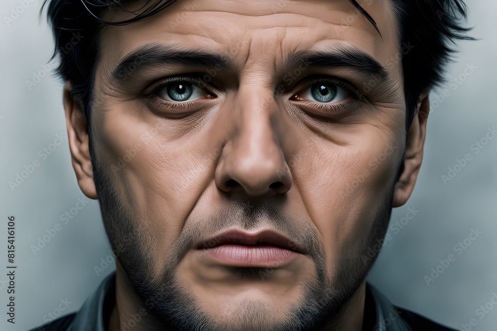 Obraz premium a troubled person, hyper-realistic, photo-realistic, ai, generative, 걱정, 心配, 気掛かり, 心掛かり, 気遣い, 懸念, 不安, 憂い.