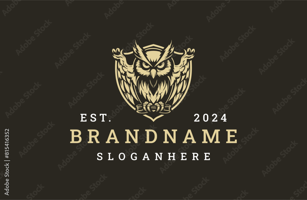 Owl shield logo template vector illustration design Owl shield logo template vector illustration design