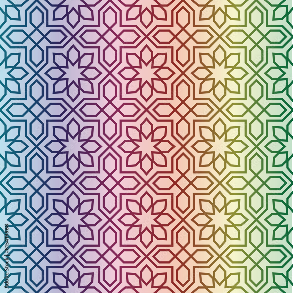 Fototapeta premium colorful Batik Seamless floral pattern with multi gradient Design for fashion, fabric, textile, wallpaper, wrapping, and all prints.