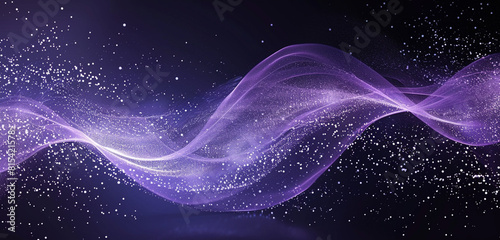 Gentle violet glowing wave with particles on dark.
