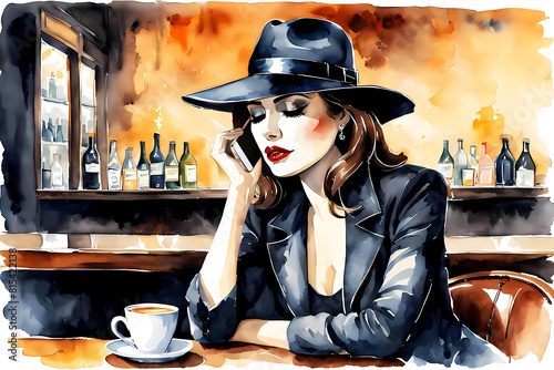 portrait of a girl in noir style.	