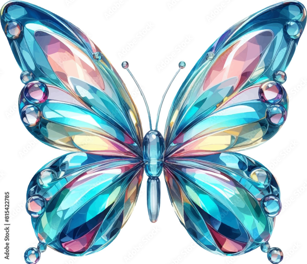 Crystal Glass Butterfly Vector Illustration