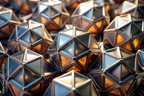 tesselating octahedron in metallic shades photo