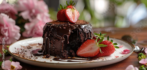 chocolate cake with strawberries for special any event