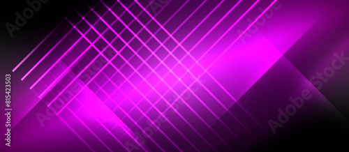 Vibrant tints of purple, magenta, and electric blue form glowing lines on a dark background, creating a colorful and eyecatching pattern in an artistic graphic design