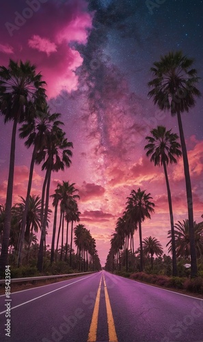 Wallpaper Mural 
"Driver's View of Palm-Lined Road Under Vibrant Pink and Purple Sky"





 Torontodigital.ca