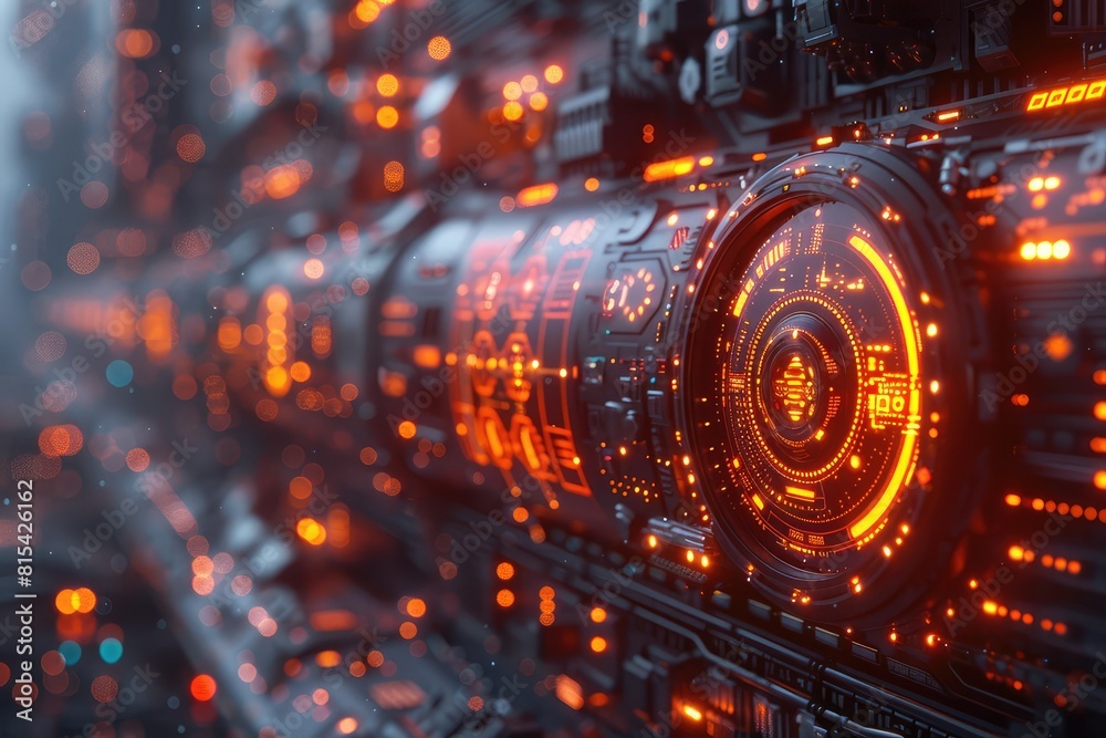 Data center with hard drives and servers. 3d rendering toned image. Tecnology concept