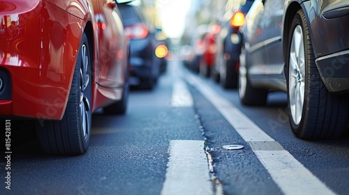 Urban Street Scene with Parked Cars and Trees