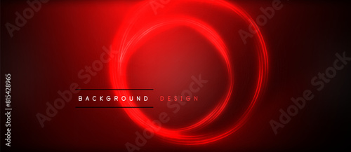 Automotive lighting featuring a neon red glowing circle on a dark black background, creating a striking visual effect. The electric blue and magenta colors contrast beautifully against the darkness