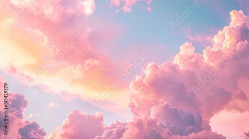 Fototapeta Naklejka Na Ścianę i Meble -  Morning sky with soft pink clouds and yellow tones at sunrise