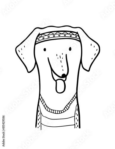 black silhouettes of stylized dogs with folk patterns and natural decorations. Vector black prints of puppys with a tribal boho pattern.