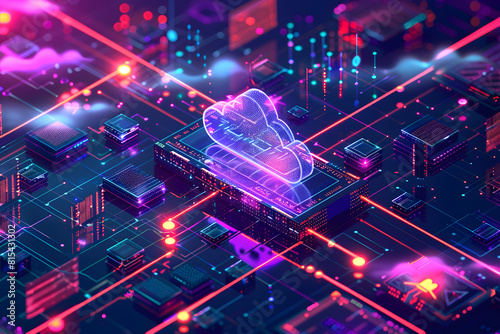 Futuristic cloud computing concept on circuit board