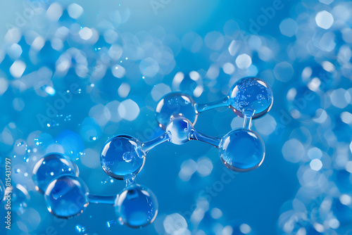Abstract molecule water structure on blue background