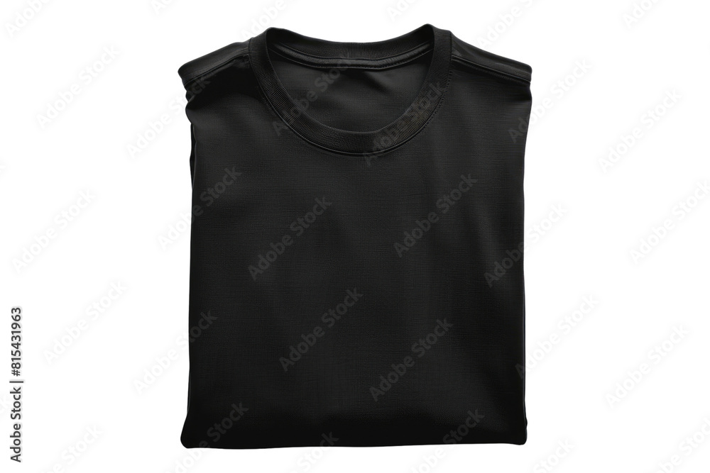 Black folded T shirt isolated on transparent background Black folded T shirt isolated on transparent background