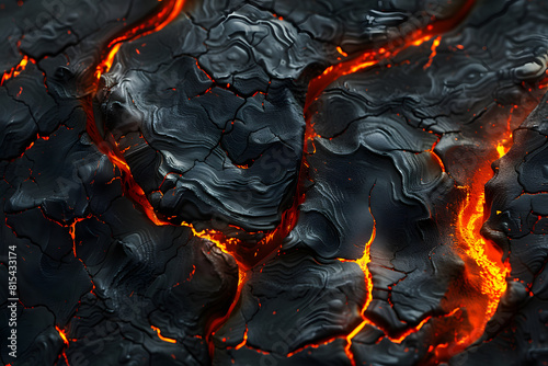 Volcanic eruption texture with molten lava flow