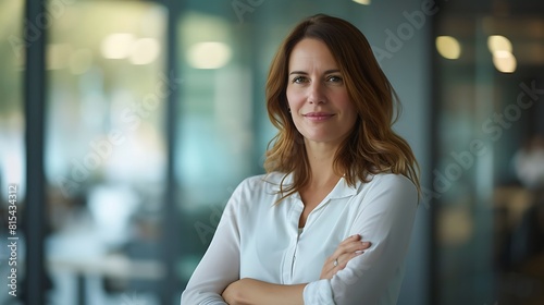 Portrait of Female CEO in Corporate Office Setting, Portrait, female CEO, corporate office setting